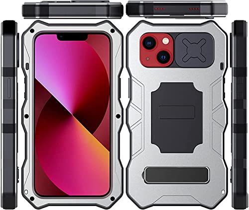 Coque iPhone 13 antichoc avec protège-caméra coulissant argent