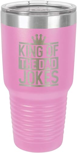 Miniatura 12 de King of the Dad Bromas – Vaso de bebida de 30 oz con paja y tapa superior deslizante Taza de viaje grabada con láser Comparar con Yeti Rambler