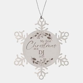 My First Christmas as a DJ 2025 Snowflake Ornament Gifts for New Music DJ Disc Jockey Radio Event Manager, Xmas Party Decor, Job Promotion Newly Graduated, Engraved