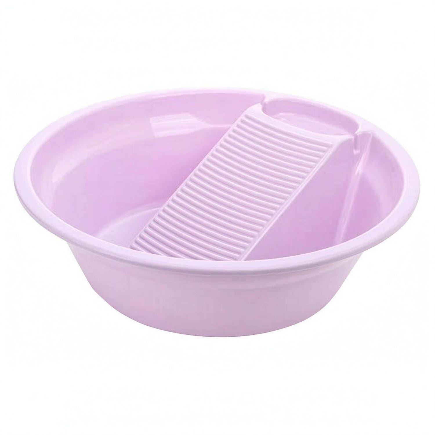 One-Piece Ribbed Wash Basin Molded ABS Wash Basin Wide Rim Household Utility Shallow for Laundry, Face Washing, Purple, S-image-23