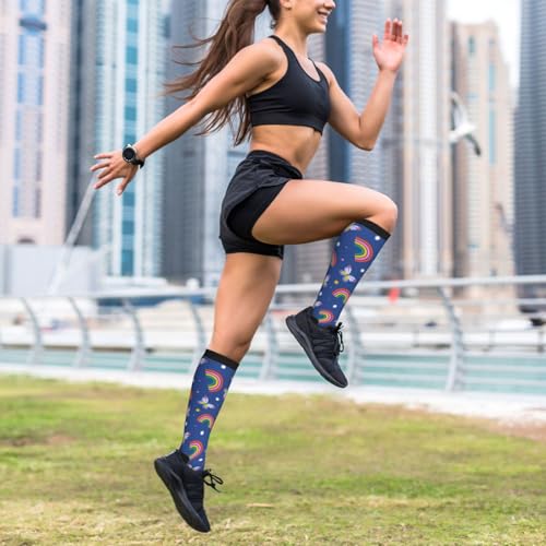 Image of Compression Socks for Women Men Circulation Graduated Supports Socks for Running Travel Nurse Athletic Sports