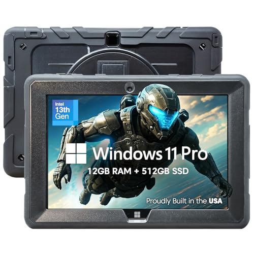 Fusion5 Built in USA 10.1” Windows 11 Professional Rugged Tablet PC - 12GB RAM, 512GB SSD, Intel 13th Gen, Full HD Windows Tablet Computer, HDMI, USB C - 2 Year Full Warranty with Accidental Damage