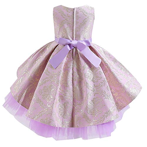 Flower Girls High Low Tulle Dress Vintage Jacquard Princess Pageant Birthday Party Wedding Prom Evening Dance Gown3
