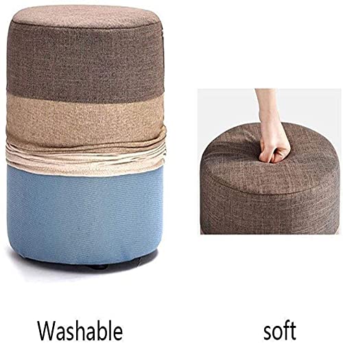 Tabouret de maquillage déhoussable orange avec assise en lin
