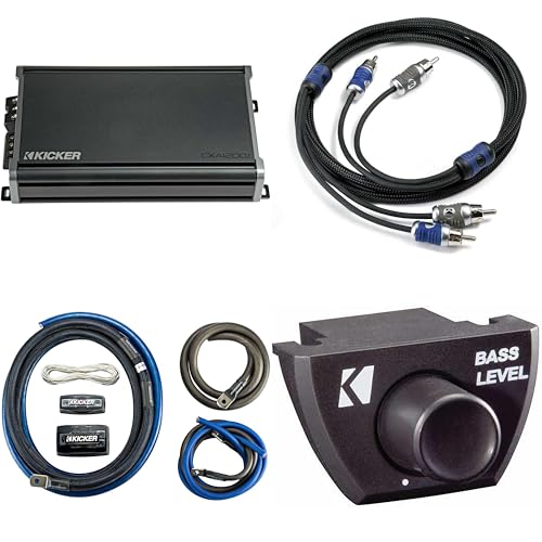 KICKER CXA1200.1 1200 Watt Mono Amp & 1/0AWG Power Kit & 6 M. RCA, Bass Knob Bundle
