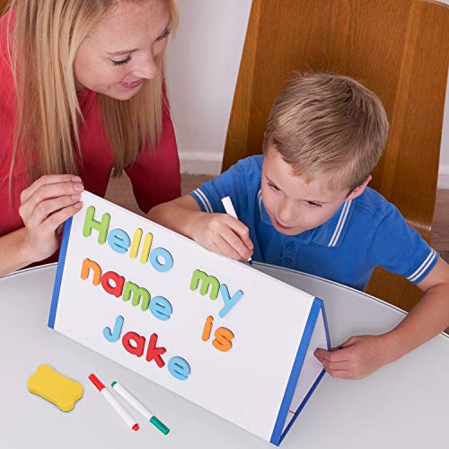 CHUCHIK ABC Magnetic Letters Set for Kids and Toddlers. Alphabet Lowercase and Uppercase Foam Magnets with White Board, 4 Pens and Eraser (Letter-5-colors) - Thumbnail 7