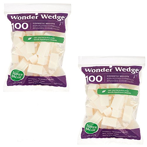 Cosmetic Wedges Made in USA Makeup Sponges Latex Free 2 Pack 200 Count from Wonder Wedge
