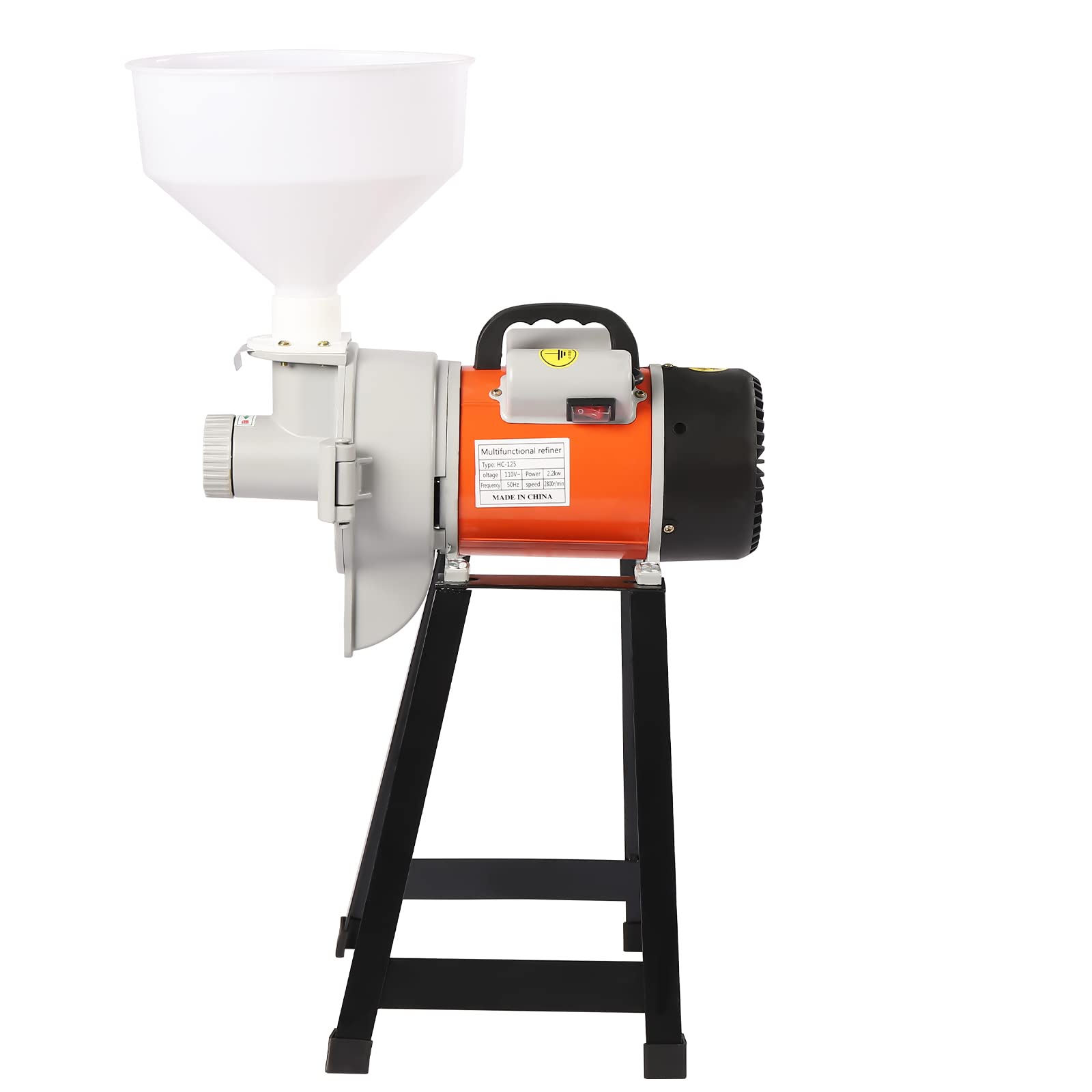 Electric Grinder 110V Electric Grain Wet Mill with Hopper Wet Dry Mill Rice Corn Grain Coffee Wheat Grinder (Orange)