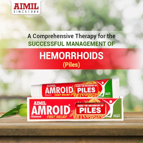 Image of AIMIL Amroid Ayurvedic Ointment - 20g (Pack of 2) | Natural Soothing Cream for Anal Comfort and Discomfort Relief | Fast-Acting Herbal Formula with Nagkesar & Nirgundi to Cool Swelling and Itching (Pack of 6)