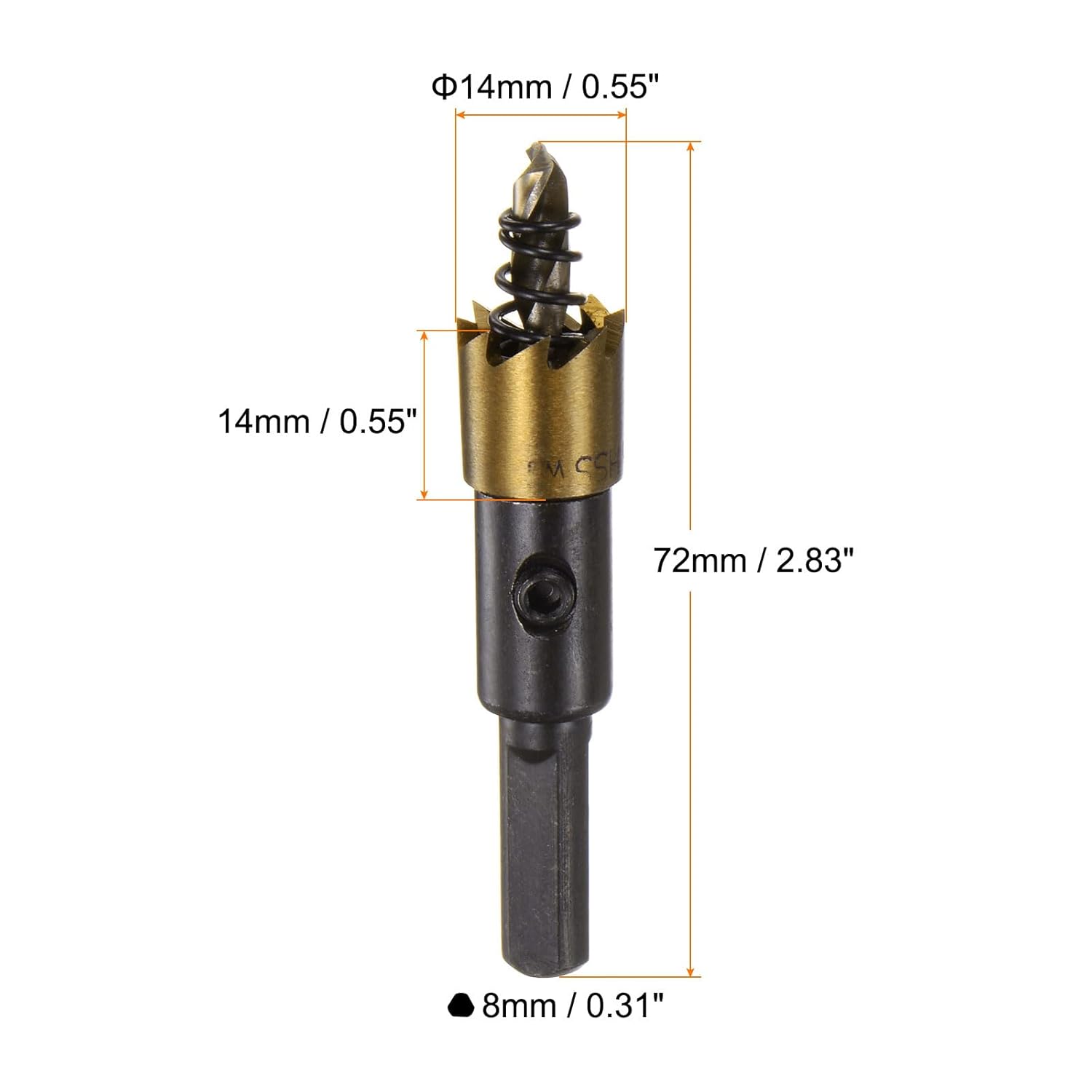 HARFINGTON 2pcs Hole Saws 14mm (9/16") M35 HSS (High Speed Steel) Titanium Coated Drill Bits Cutters Openers for Stainless Steel Aluminum Alloy Metal Wood Plastic
