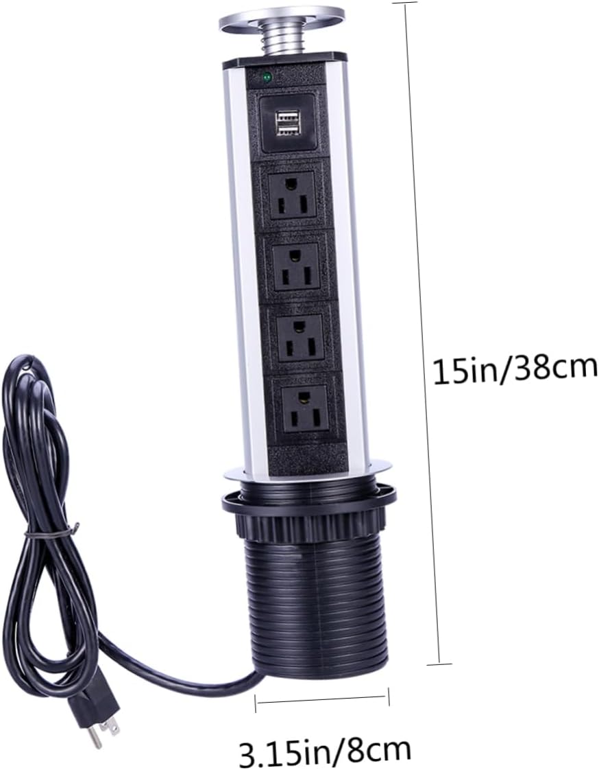 Pop Up Electrical Outlet with US Plugs USB Ports Safe Tabletop Power Socket for Kitchen Countertops Design with Safety Standards for Home Office