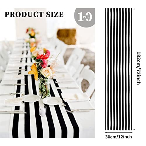10 Pack Striped Table Runner Polyester Table Decor Classic Black And White Striped Table Runner Modern Elegant Design For Indoor Outdoor Events Banquet Party Wedding (12 X 72 Inch) #TOP1
