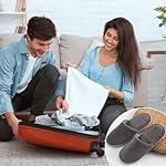 Tragbare Reise Hausschuhe Damen 36-38, Nicht-Einweg-Reise-Hausschuhe Soft Coral Samt Hotel Hausschuhe mit dicken 7mm Sohlen Mädchen Wiederverwendbare Haus Hausschuhe Anti-Rutsch Spa Bad Hausschuhe – Bild 2