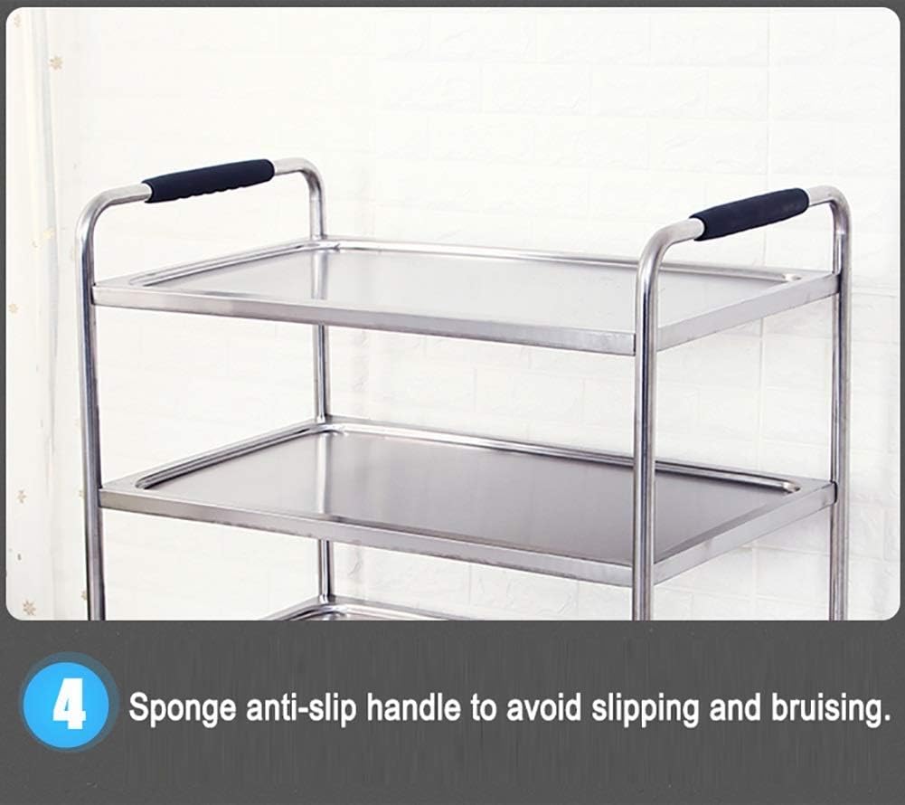 Trolley on Wheels Tool 2 Tier Hotel Dining Cart with Universal Brake Wheel, Beauty Salon Rolling Trolley for Tattoo Hairdresser, 90Cm Height Transportation,
