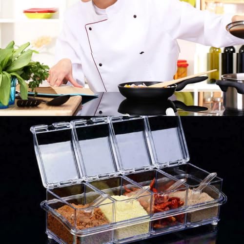 Porta Tempero Condimento E Mantimentos Acrílico Crystal 4 Potes
