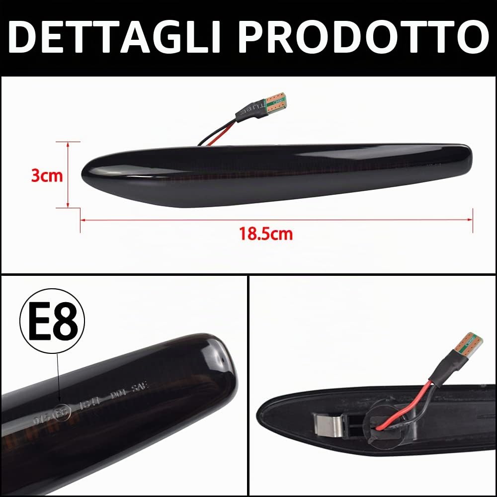 2 pz Dinamico Segnale di Girata Luce LED Lato Ala Retrovisore compatible avec A-lfa Romeo 159/159 Sportwagon/Boera/Spider typ 939 (Trasparente)
