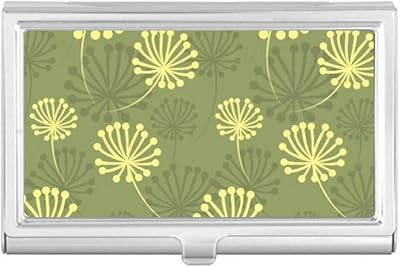 Green Yellow Dandelion Decorative Pattern Business Card Holder Case Pocket Box Wallet