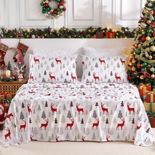 CAROMIO Christmas Bed Sheets King, Soft Brushed Microfiber Bed Sheet Set, 16 Inches Deep Pocket Fitted Sheet Winter Holiday Sheets Set (Christmas Pattern, King) by CAROMIO - Image 2