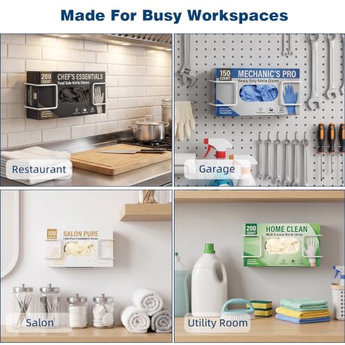 Image of Large Glove Box Holder Wall Mount, 2 Pack, White | Ideal for Clean, Professional Workspaces, Not Includes Glove Box