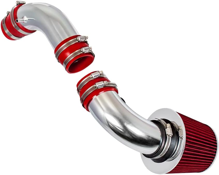 RSG CHROME PIPE with RED Short Ram Intake Kit with Filter Compatible For 99-03 MZ Protege / MP5 5 1.8 2.0 SPORT