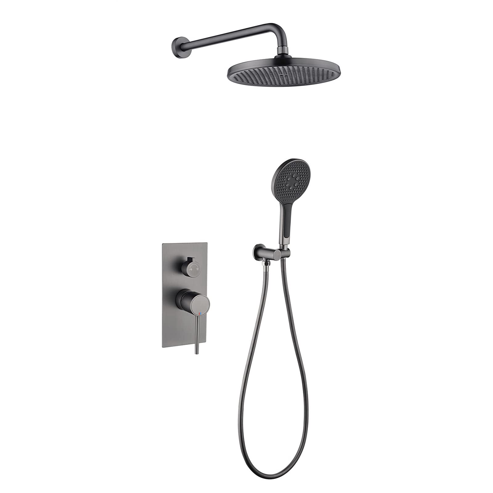Pommeau de douche ultra fin double fonction avec jet pluie rond et 3 modes de réglage