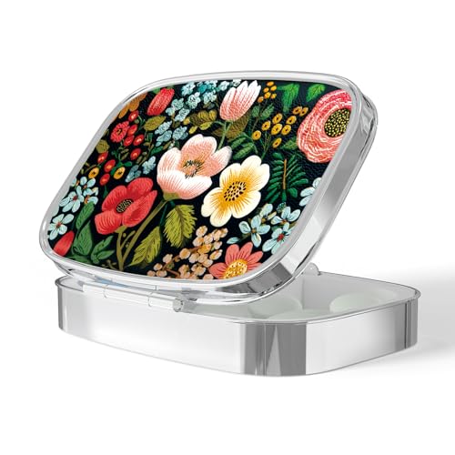 Image of Pill Box-2 Compartment Small Pill Case Portable for Pocket & Purse Single Pill Carrier Pill Container to Hold Vitamins Medication Fish Oil and Supplements BPA-Free