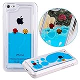 iPhone 5C Case,Clear Plastic 3D Flowing Liquid Swimming Fish Case for iPhone 5C,UZZO Creative Design Funny 3D Dynamic Liquid Fish Clear Bumper Plastic Hard Case Shell Back Case for iPhone 5C - Blue