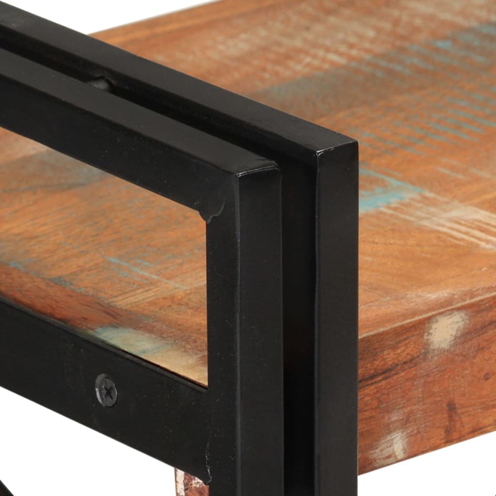 Librería con 3 compartimentos de madera maciza reciclada y hierro en estilo industrial y diseño retro, estantería de madera envejecida de 77 x 30 x 80 cm con 3 estantes y marco de acero con