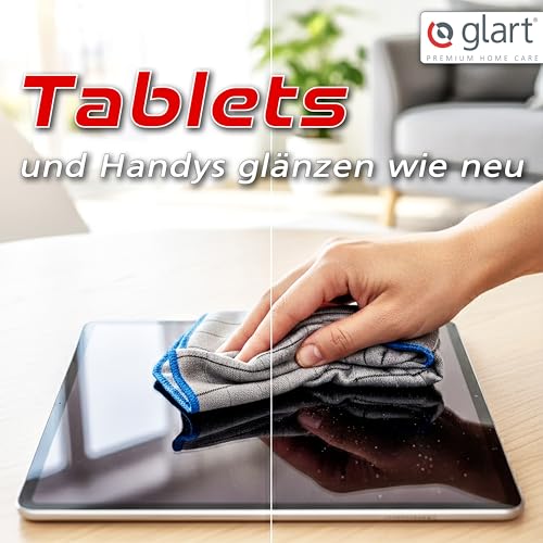 Glart 44C4R 4X Carbontücher, Fensterputztücher, Scheibentuch, Carbon Auto Tücher, Mikrofaser Glastücher, Auto Fenstertuch ohne Streifen & Schlieren, Scheiben Poliertücher fusselfrei 50x40 cm, 400 GSM