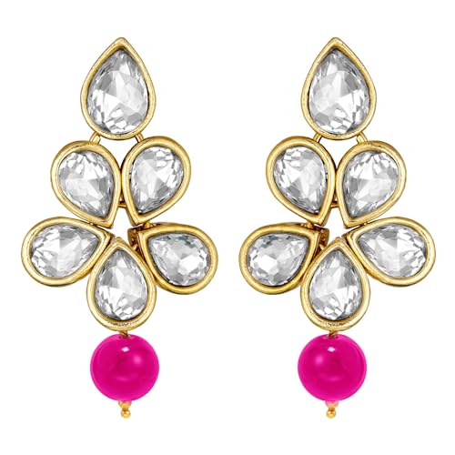 Image of Peora Crystal Faux Pearl Kundan Necklace & Jewellery Set Gift for Women