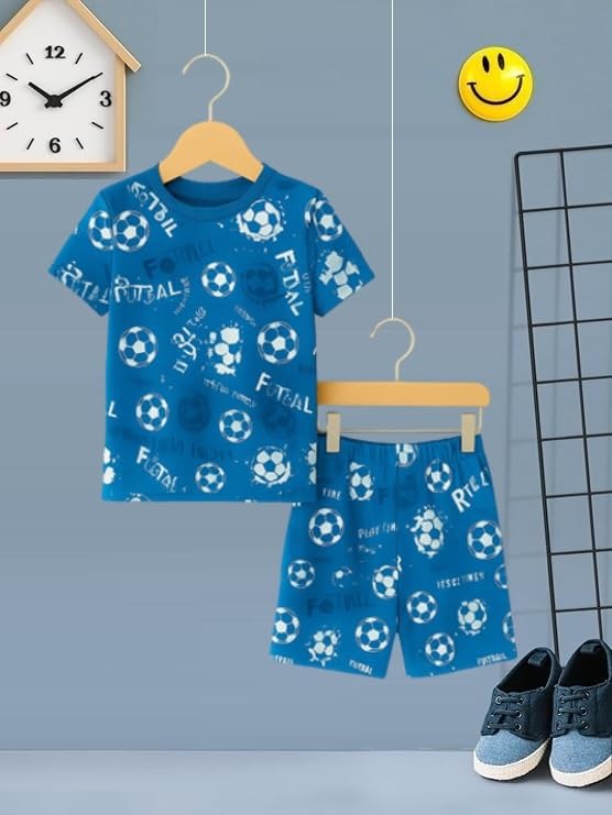Image of UZARUS Kids Boys' Printed T-Shirt and Shorts Combo Set | Comfortable Summer Wear | Daily Casual Outfit | (Pack of 3)