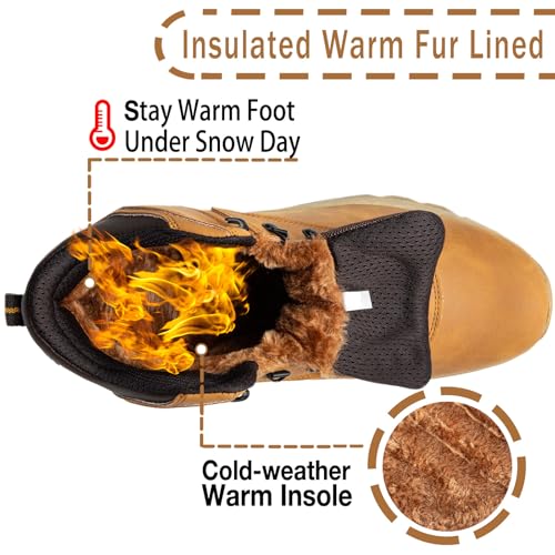 CC-Los Winter Snow Boots for Men Water Resistant Insulated Fur Lined Hiking Work Boots Warm Anti Slip Black Size 7.5-143