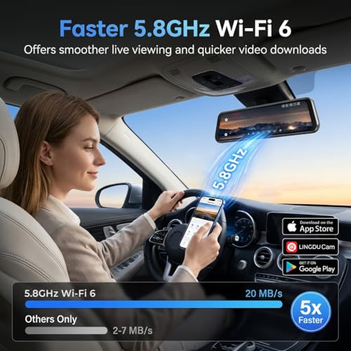 LD4K Max Spiegel-Dashcam mit 4K-Frontkamera und 1080p-Rückkamera, STARVIS 2-Sensor, 5,8-GHz-WLAN, ADAS, Sprachsteuerung, Nachtsicht und 128-GB-Speicherkarte