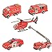 BOHS 5 pièces - Mini Véhicules de Sauvetage du Service d'incendie métal Miniature - Camions de Pompiers à échelle aérienne, Hélicoptère de Sauvetage, Pompier à réservoir d'eau, Voiture de Patrouille