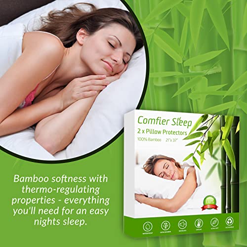 Pillow Protectors With Zipper Standard Size Triple Layer 100% Bamboo Super Soft Standard Pillow Protectors Breathable Waterproof Standard Pillow Protectors Set Of 2 Pillow Covers Standard Size #TOP5