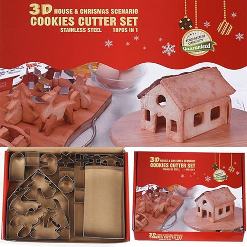 Cortadores de galletas de acero inoxidable para repostería fina y escenario navideño 3D 4