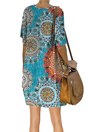 Image of Women's Casual Summer T Shirt Dress Elastic Loose Short Sleeve Dress with Pocket for Women
