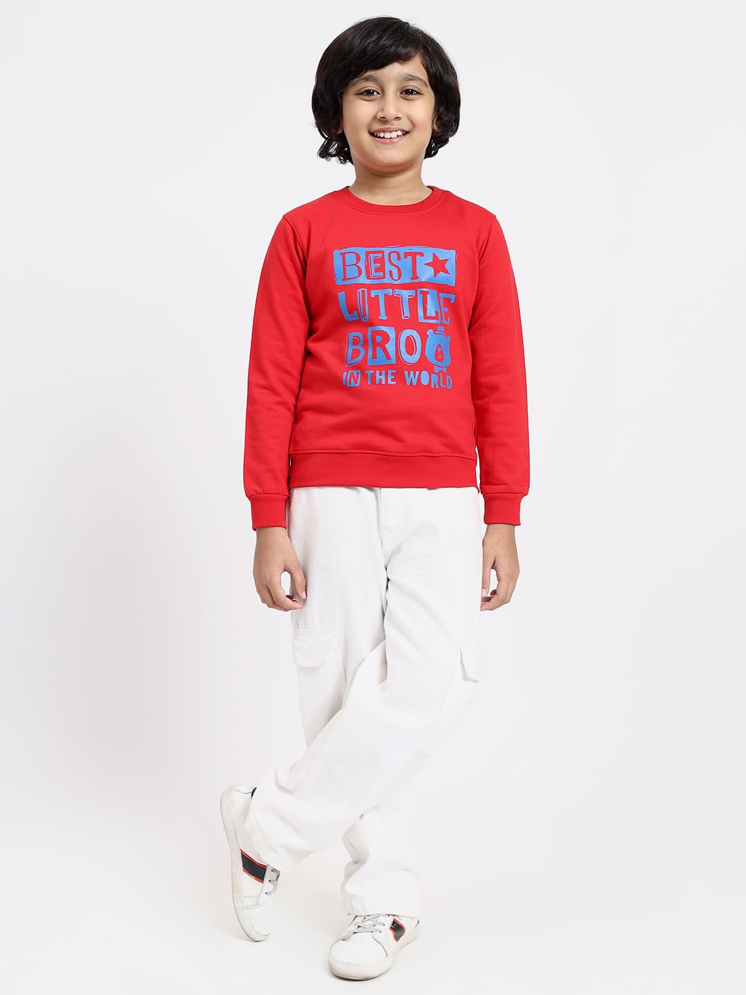 FUNKOOL Boys Regular Fit | Premium Cotton Fleece |Full Sleeves|Round Neck|Trendy Winter Wear| Sweatshirts for Boys and Girls -Red 3