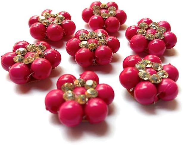 25pcs, Embroidery/Zardosi/Zari/Aari Work Sew On Flowers Applique/Decorative Patches for Clothes, Blouse, Saree, Dress Etc Decoration by The Great Indian Store (Pink)