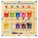 Magnetic Color and Number Maze - Wooden Magnet Color Matching Learning Counting Maze Puzzle Board, T