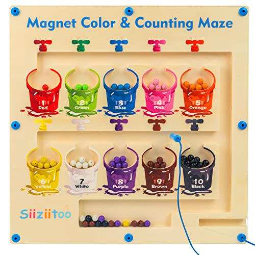 Magnetic Color And Number Maze - Wooden Magnet Color Matching Learning Counting Maze Puzzle Board, Toddler Learning Activities Fine Motor Skills Toys Gift For Boys Girls 3 4 5 Years Old #TOP10