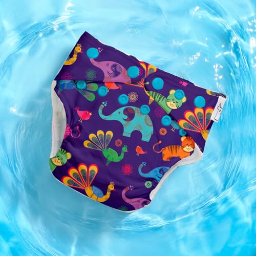Image of SuperBottoms Swimming Diapers for Babies & Toddlers - Reusable & Adjustable Swim Diapers - Washable Cloth Diapers - Skin Friendly Fabric - Easy to Clean - Fits 3M - 3Y