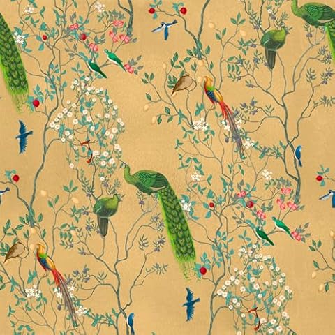VEELIKE Vintage Peacock Floral Wallpaper Cover