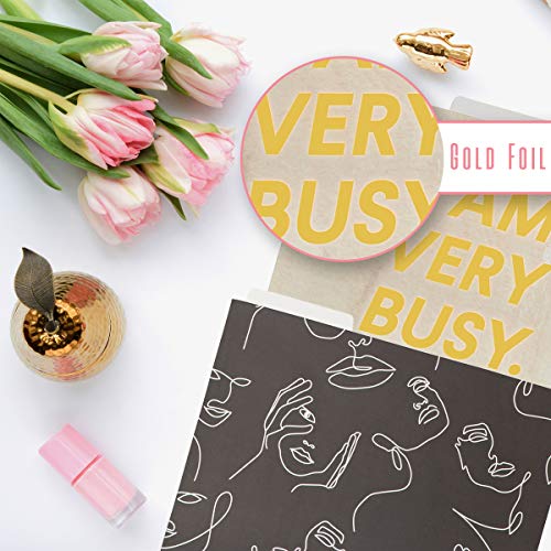 Decorative Gold Foil File Folders - 12 Modern Abstract File Folders Letter Size, 1/3-Cut Tabs, Includes Cute Designs And Gold Foil Font, Office Supplies File Filing Organizers, 9 X 11.5 Inches #TOP3
