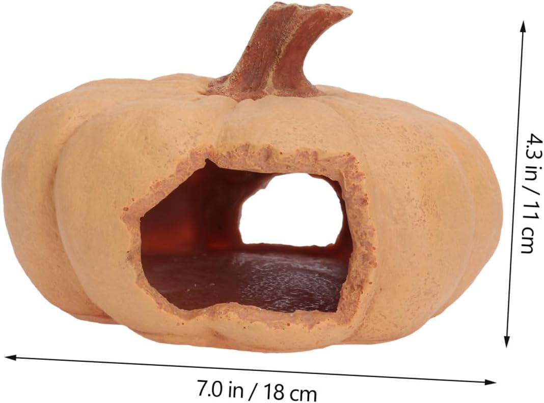 Levemolo 1pc Hand-Painted Pumpkin Reptile Cave Fish Tank Landscape Decor Unique Reptile Rest Hut for Courtyard Decoration for Pets Creative Hideaway for Lizards and