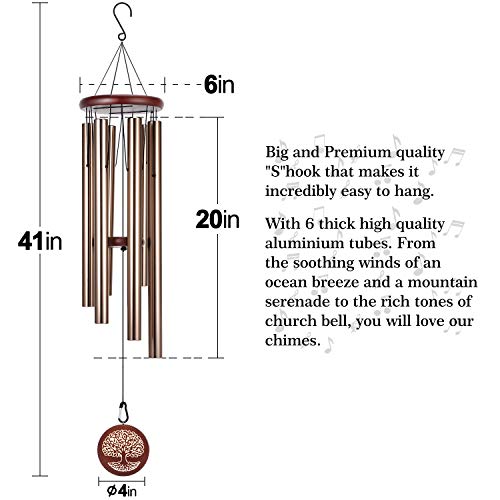 Noble House Wind Chimes Outdoor Deep Tone,40" Tuned Wind Chimes,Large Wind Chimes with The Engraved Tree of Life, for Outdoor Garden,Yard,Patio and Home Decor