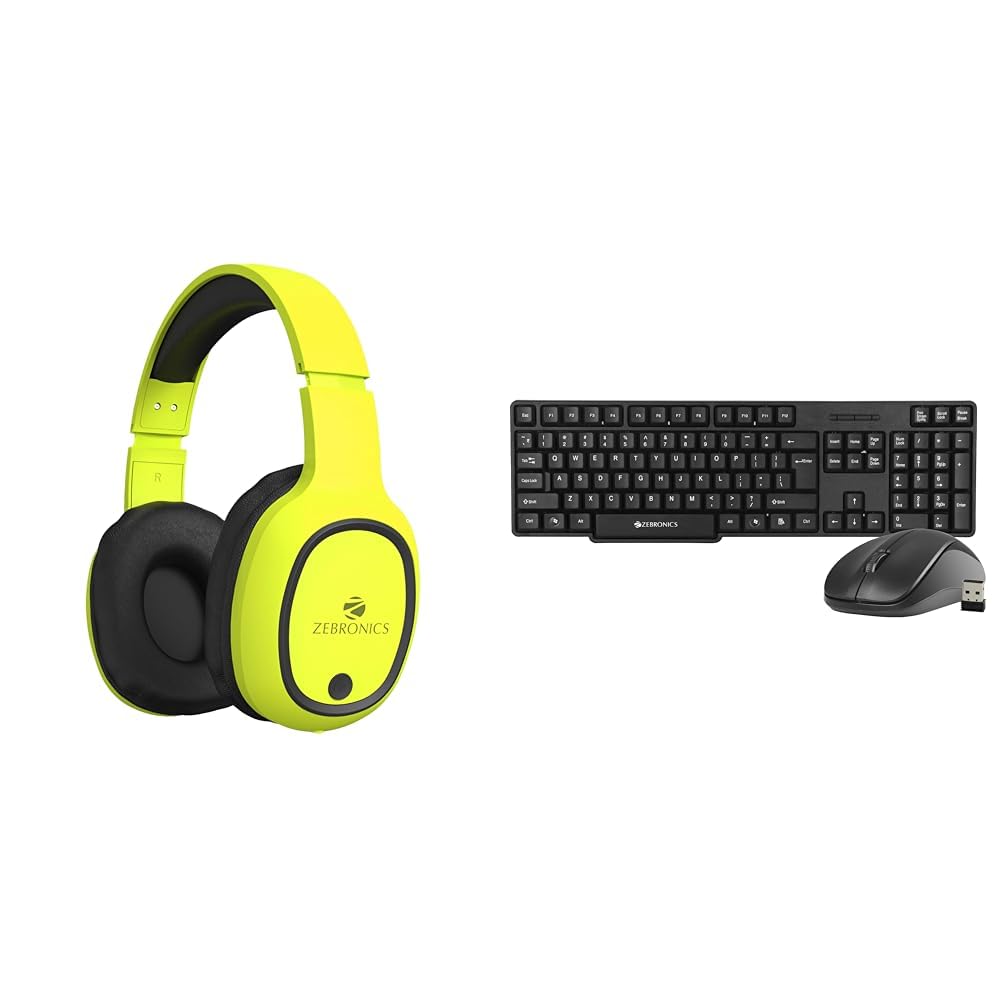ZEBRONICS Thunder Bluetooth Wireless On Ear Headphone FM, mSD, 60hrs Playback with Mic (Neon Yellow)-picture-14