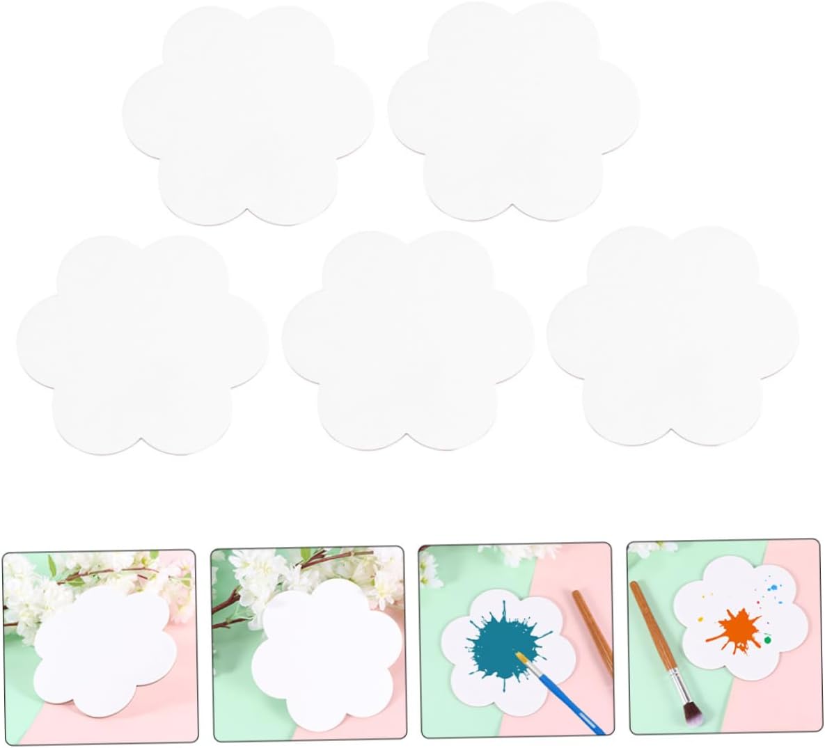 5Pcs Flower Shaped Canvas Painting Panels Blank Oil Boards Artist Canvases for Creative Projects for Students Hobbyists