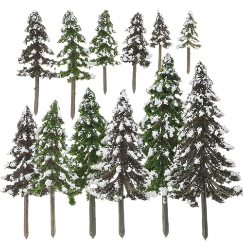Assorted Pine Trees, 12PCS Miniature Sisal Trees Tiny Christmas Village