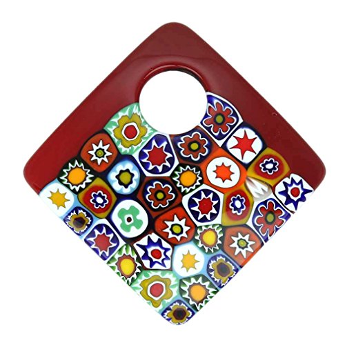 Pendentif Millefiori de Murano un Bijou d'Art Vénitien Rouge Flamboyant